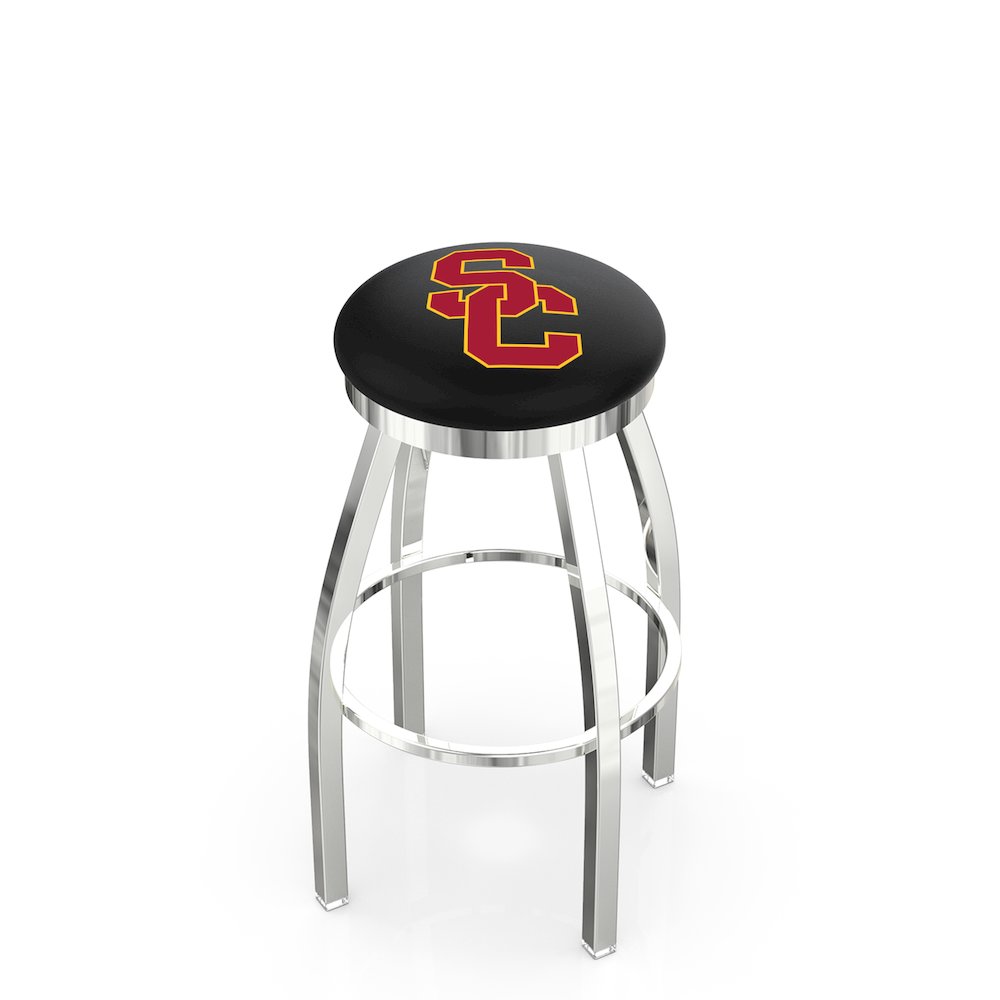 25" L8C2C - Chrome USC Trojans Swivel Bar Stool with Accent Ring by Holland Bar Stool Company. Picture 1