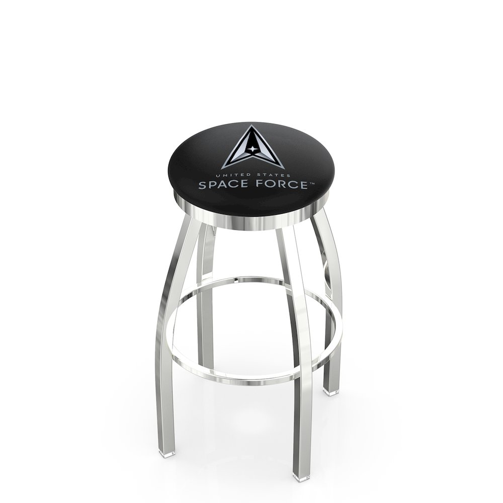 U.S. Space Force 25" Swivel Counter Stool with Chrome Finish. Picture 1