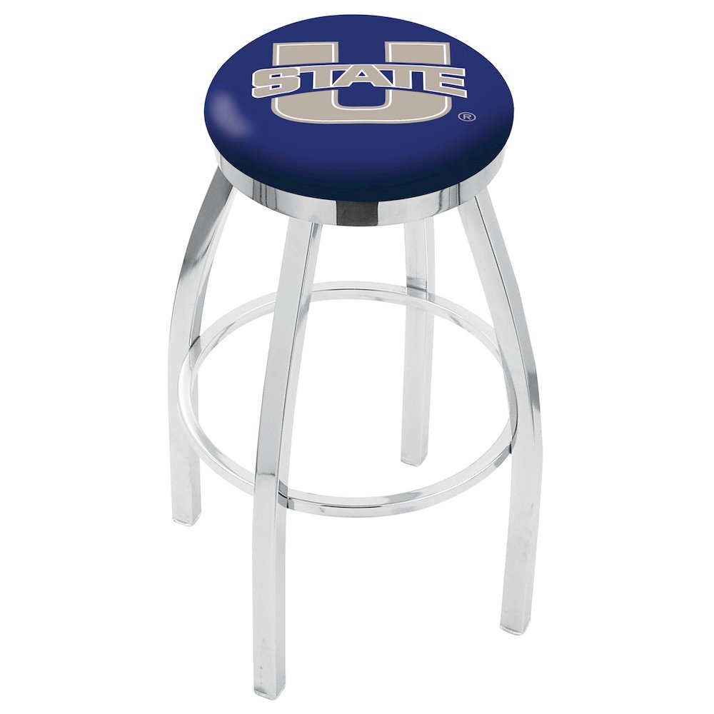 25" L8C2C - Chrome Utah State Swivel Bar Stool with Accent Ring by Holland Bar Stool Company. Picture 1