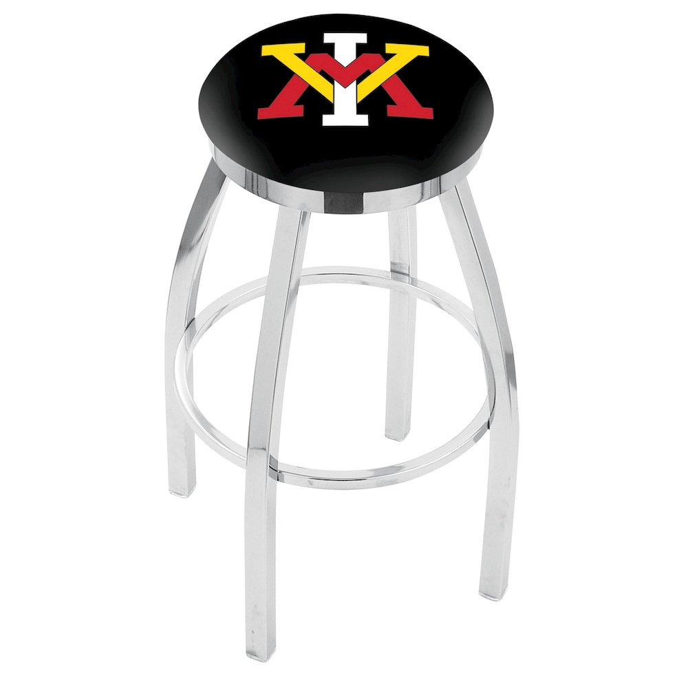 25" L8C2C - Chrome Virginia Military Institute Swivel Bar Stool with Accent Ring by Holland Bar Stool Company. Picture 1