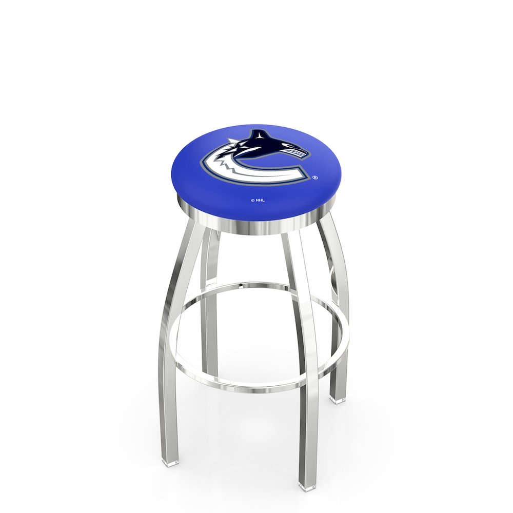 25" L8C2C - Chrome Vancouver Canucks Swivel Bar Stool with Accent Ring by Holland Bar Stool Company. Picture 1