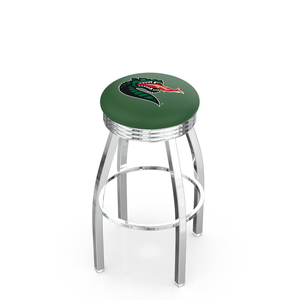 25" L8C3C - Chrome UAB Swivel Bar Stool with 2.5" Ribbed Accent Ring by Holland Bar Stool Company. Picture 1