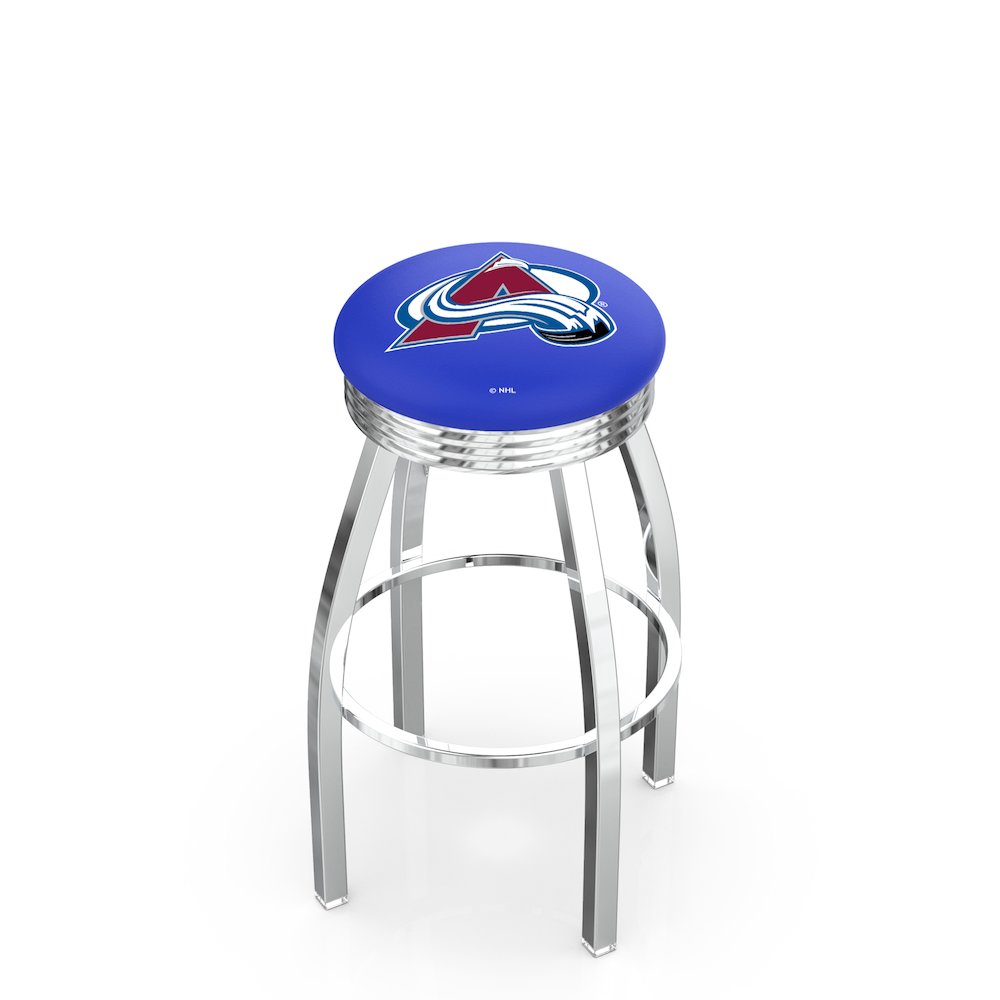 25" L8C3C - Chrome Colorado Avalanche Swivel Bar Stool with 2.5" Ribbed Accent Ring by Holland Bar Stool Company. Picture 1