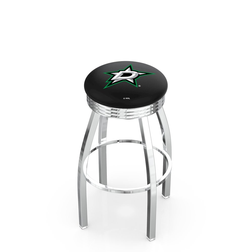 25" L8C3C - Chrome Dallas Stars Swivel Bar Stool with 2.5" Ribbed Accent Ring by Holland Bar Stool Company. Picture 1