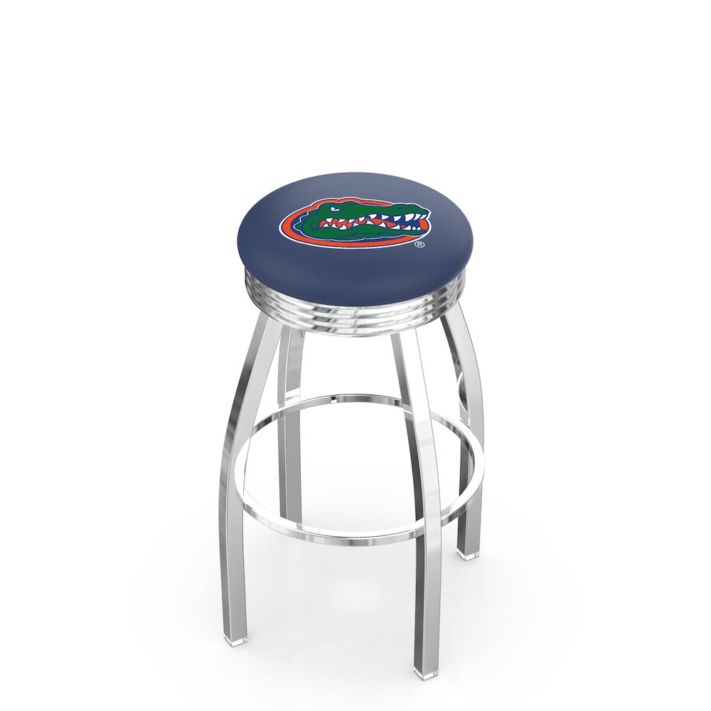 25" L8C3C - Chrome Florida Swivel Bar Stool with 2.5" Ribbed Accent Ring by Holland Bar Stool Company. Picture 1
