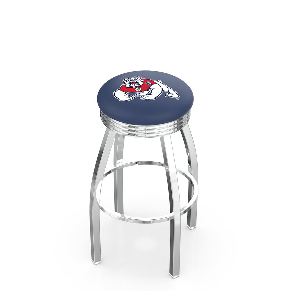 25" L8C3C - Chrome Fresno State Swivel Bar Stool with 2.5" Ribbed Accent Ring by Holland Bar Stool Company. Picture 1