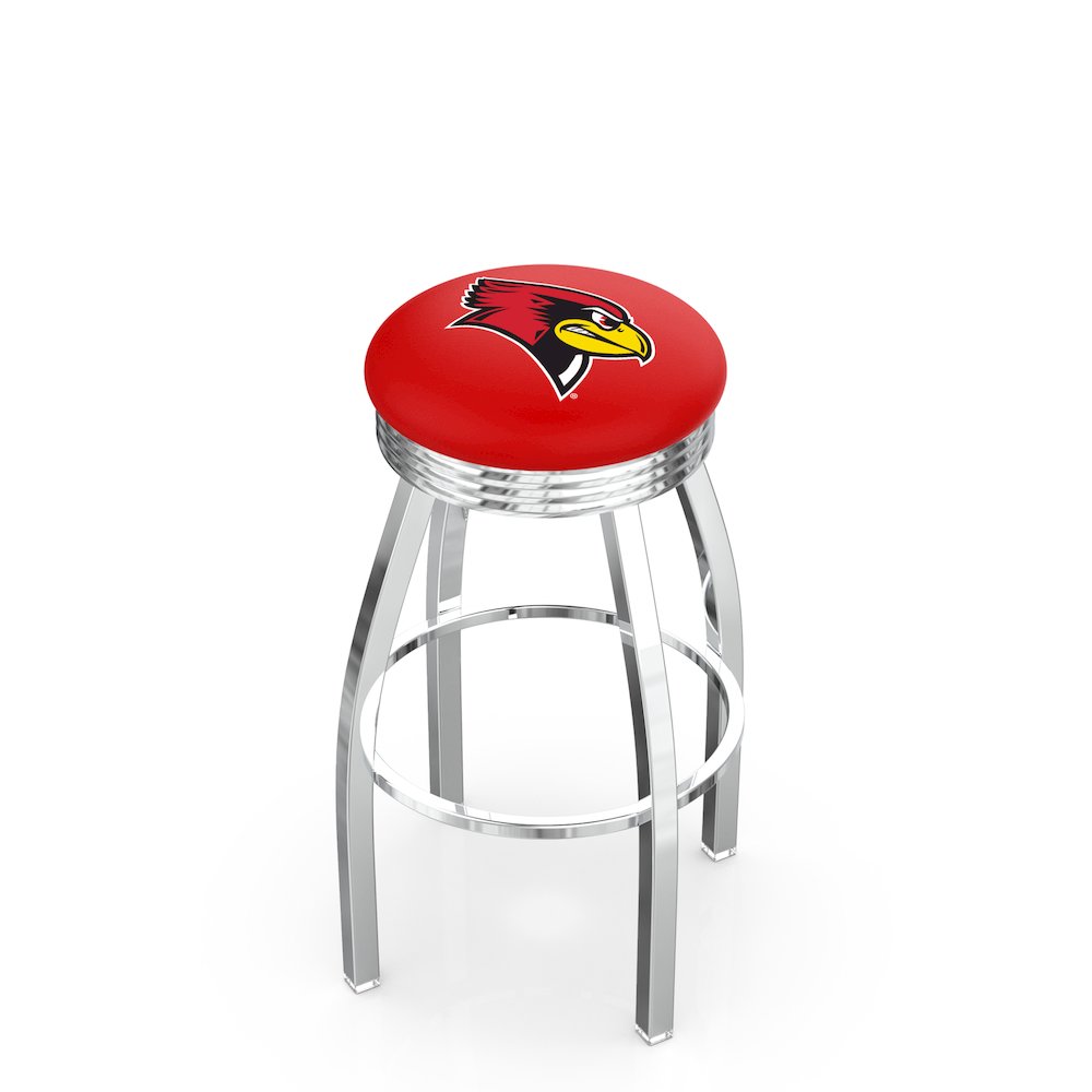 25" L8C3C - Chrome Illinois State Swivel Bar Stool with 2.5" Ribbed Accent Ring by Holland Bar Stool Company. Picture 1