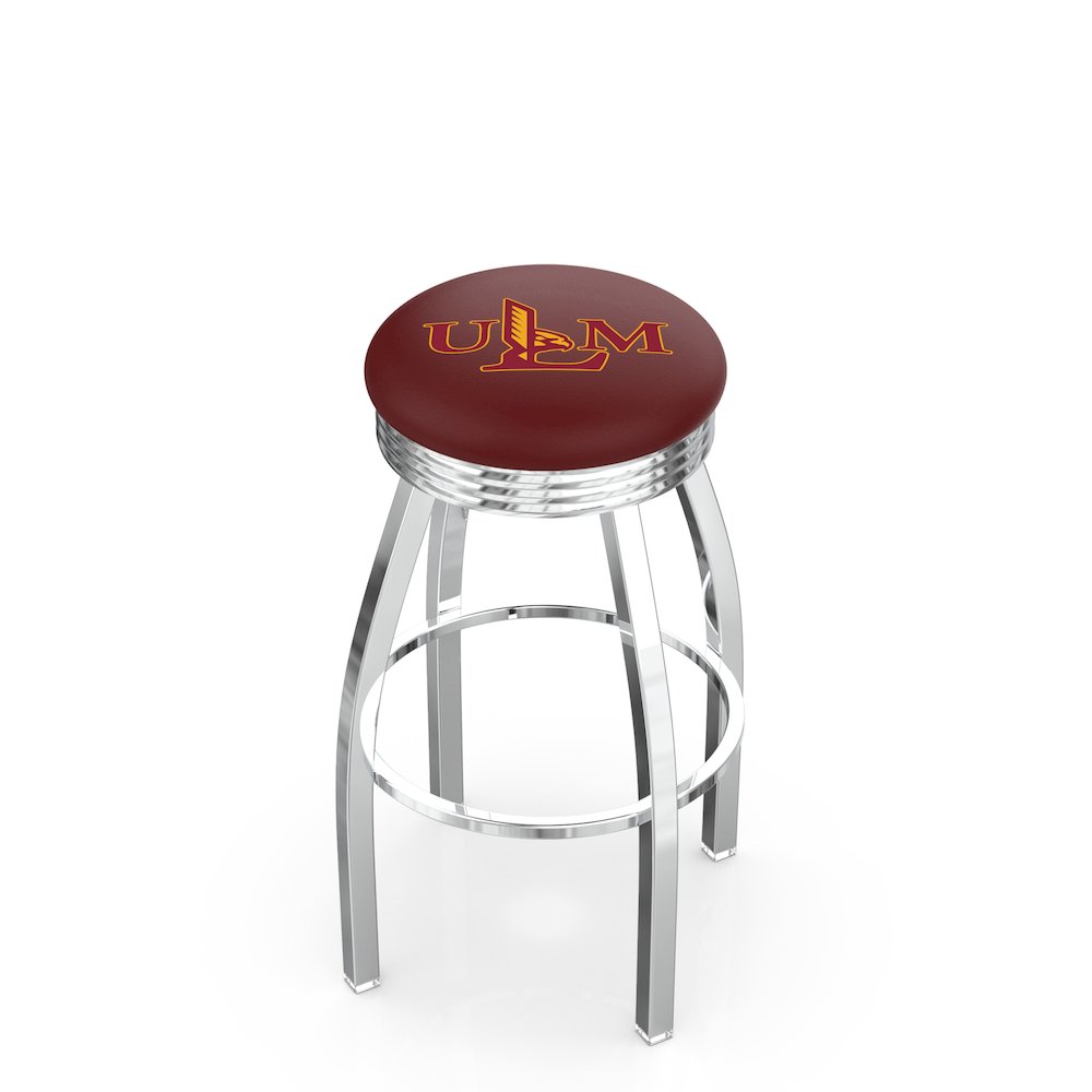25" L8C3C - Chrome Louisiana-Monroe Swivel Bar Stool with 2.5" Ribbed Accent Ring by Holland Bar Stool Company. Picture 1