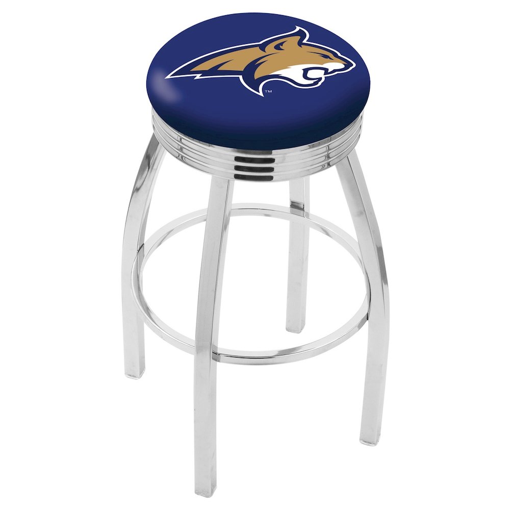 25" L8C3C - Chrome Montana State Swivel Bar Stool with 2.5" Ribbed Accent Ring by Holland Bar Stool Company. Picture 1