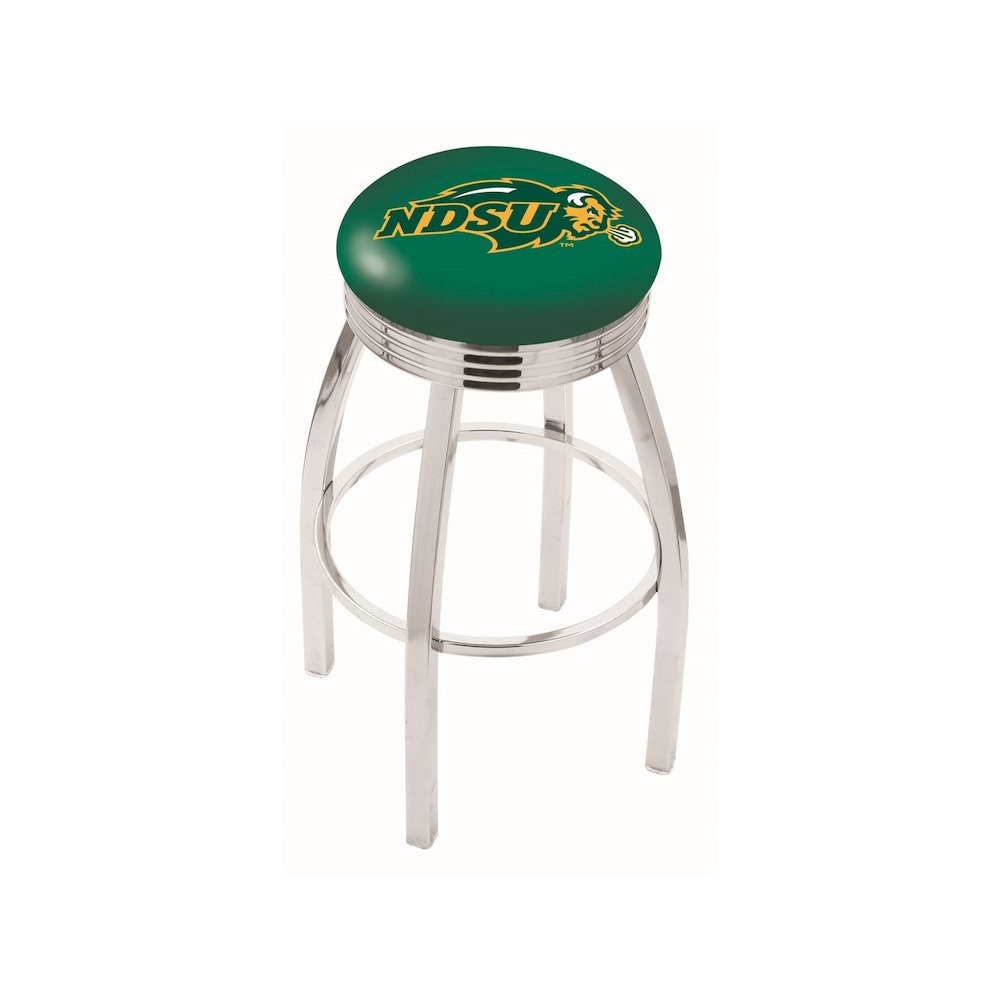 25" L8C3C - Chrome North Dakota State Swivel Bar Stool with 2.5" Ribbed Accent Ring by Holland Bar Stool Company. Picture 1