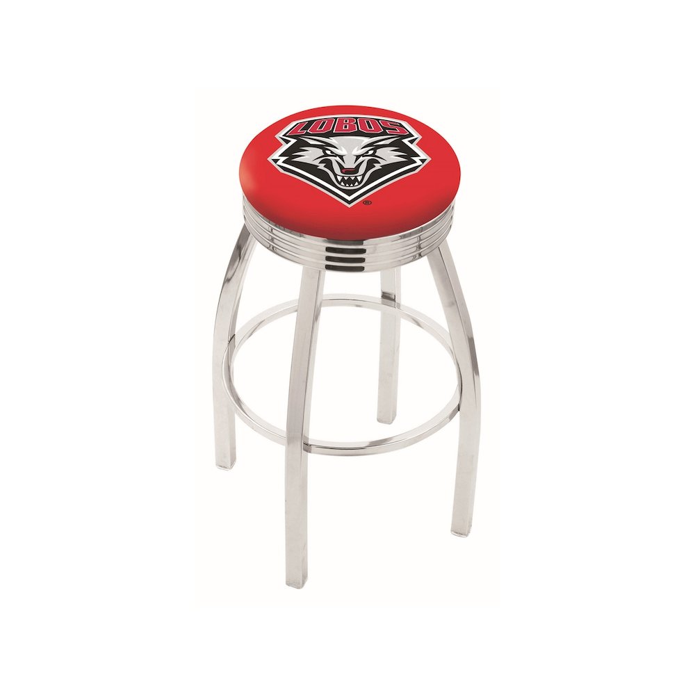 25" L8C3C - Chrome New Mexico Swivel Bar Stool with 2.5" Ribbed Accent Ring by Holland Bar Stool Company. Picture 1