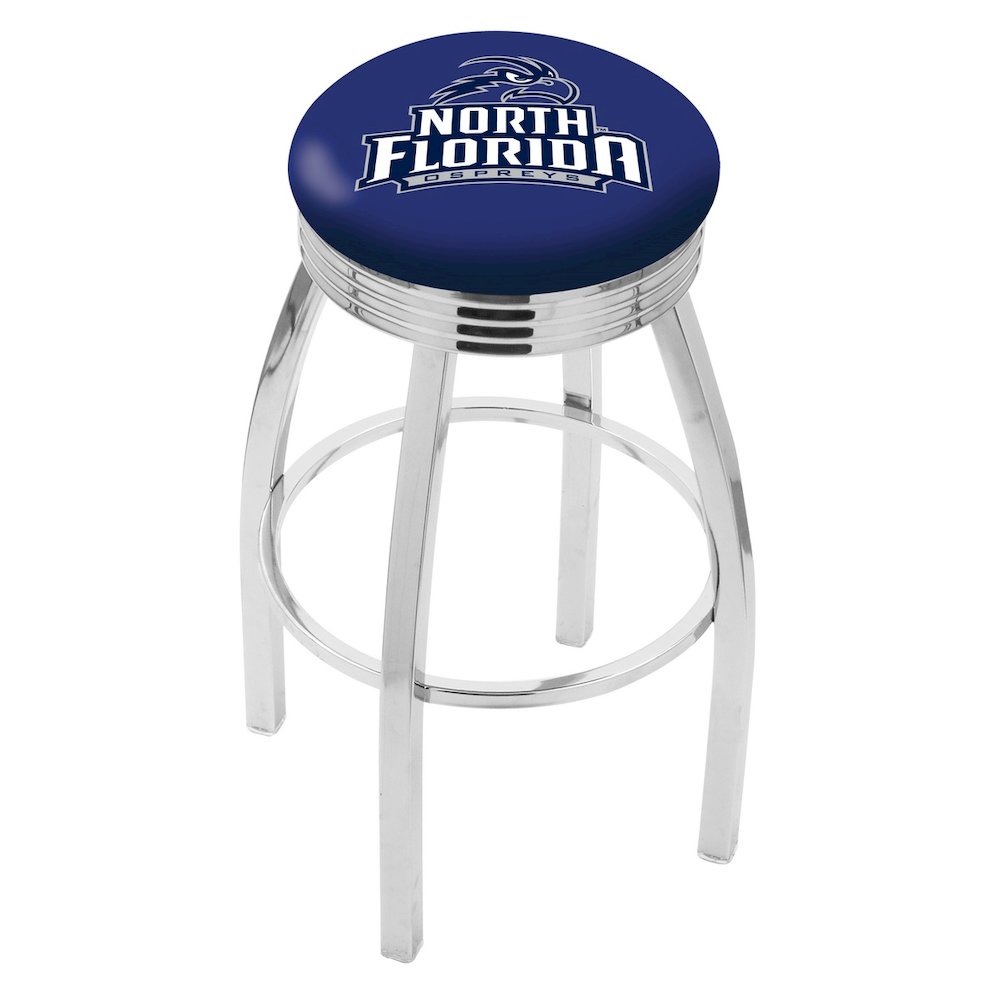 25" L8C3C - Chrome North Florida Swivel Bar Stool with 2.5" Ribbed Accent Ring by Holland Bar Stool Company. Picture 1
