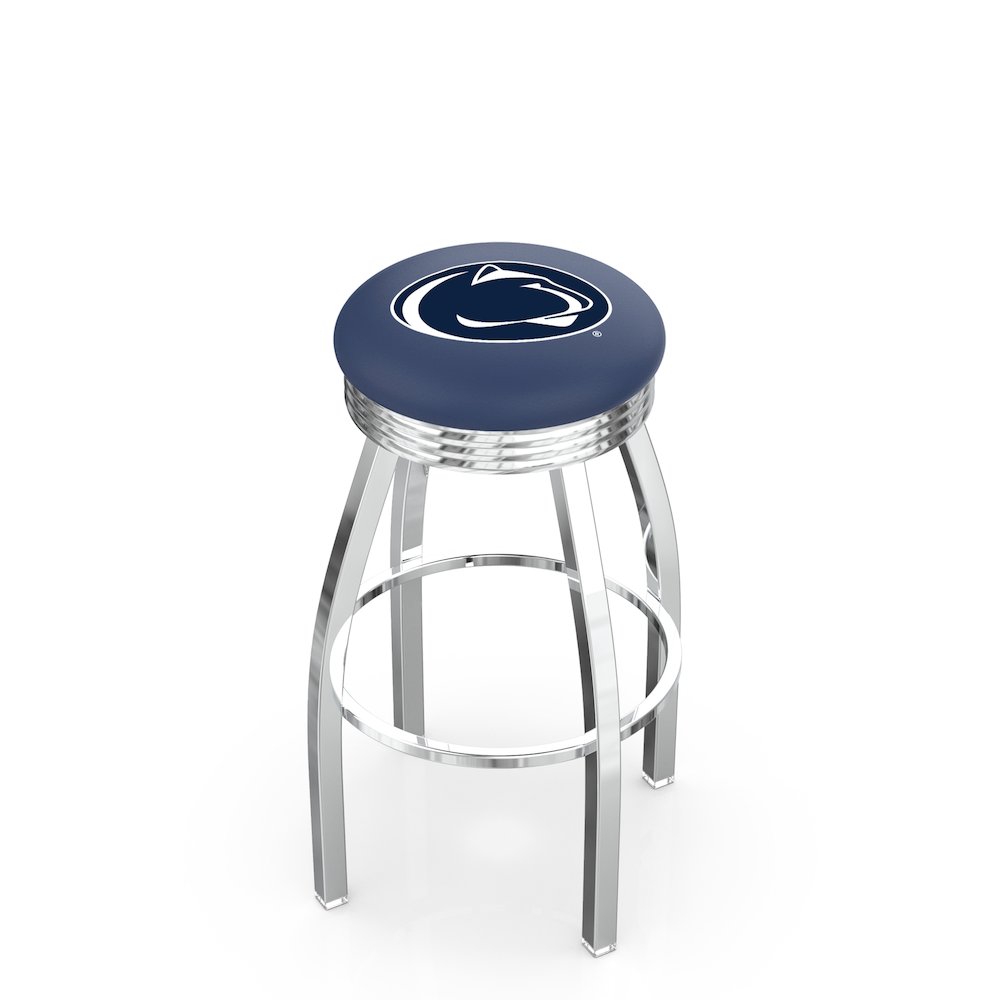 25" L8C3C - Chrome Penn State Swivel Bar Stool with 2.5" Ribbed Accent Ring by Holland Bar Stool Company. Picture 1