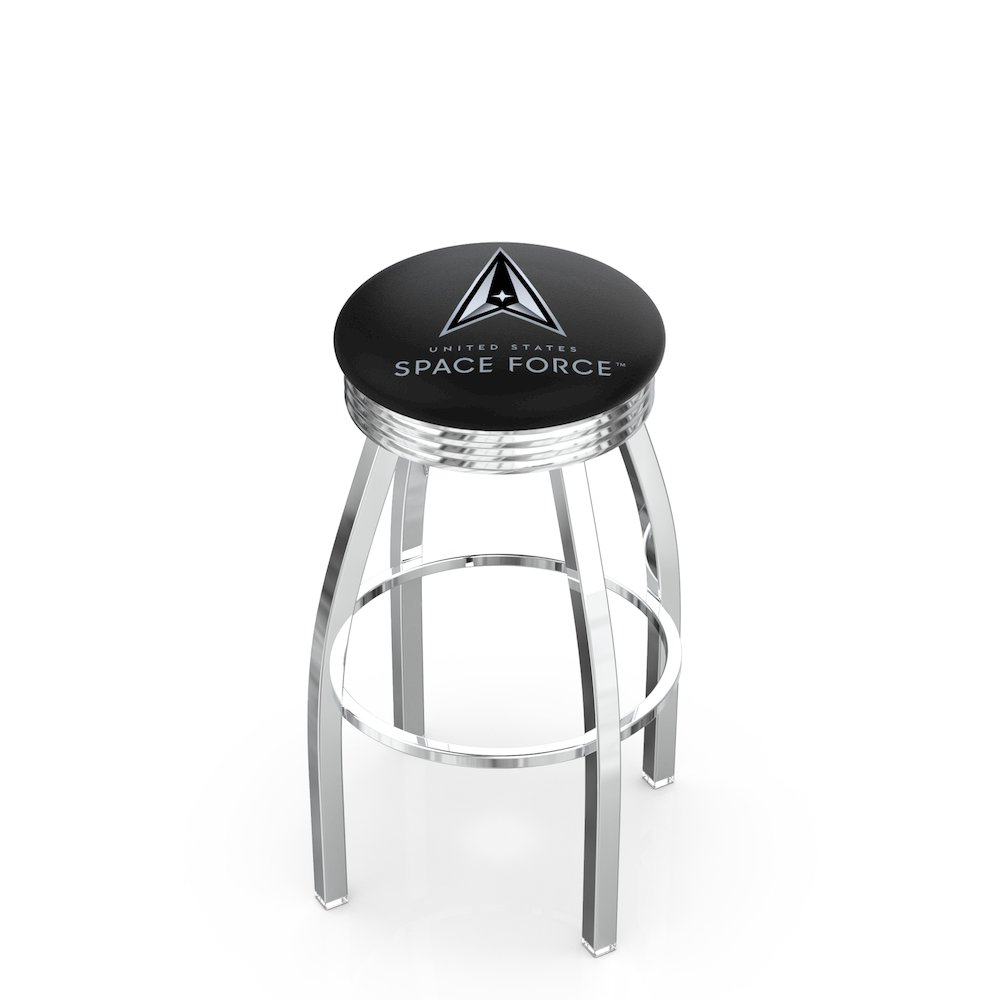 L8C2C U.S. Space Force 25" Swivel Counter Stool with Chrome Finish. Picture 1