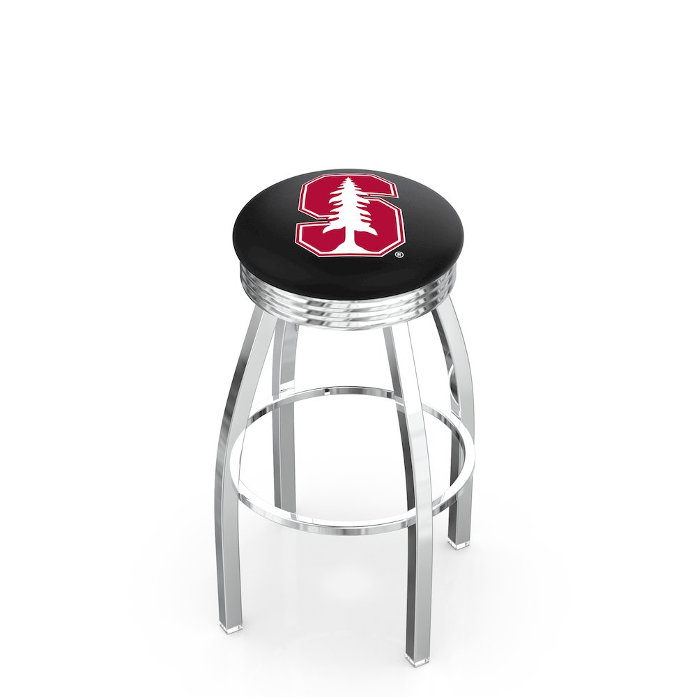 25" L8C3C - Chrome Stanford Swivel Bar Stool with 2.5" Ribbed Accent Ring by Holland Bar Stool Company. Picture 1