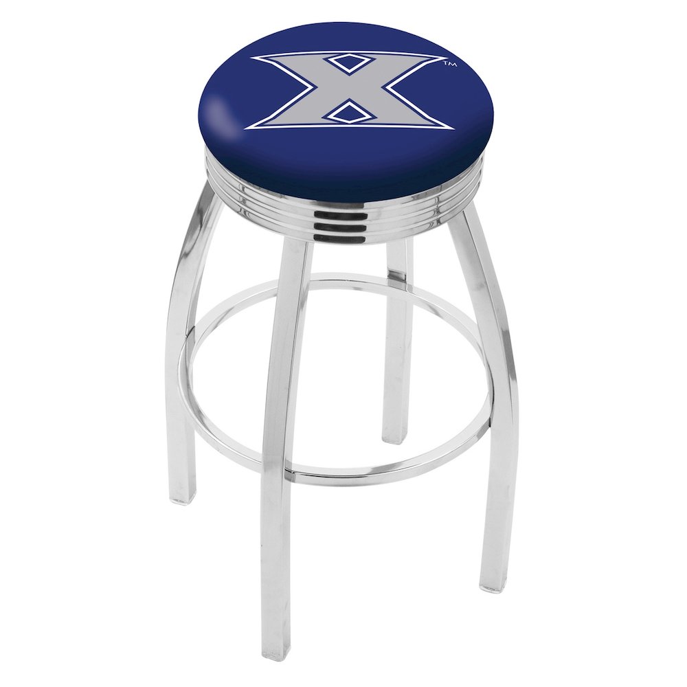 25" L8C3C - Chrome Xavier Swivel Bar Stool with 2.5" Ribbed Accent Ring by Holland Bar Stool Company. Picture 1