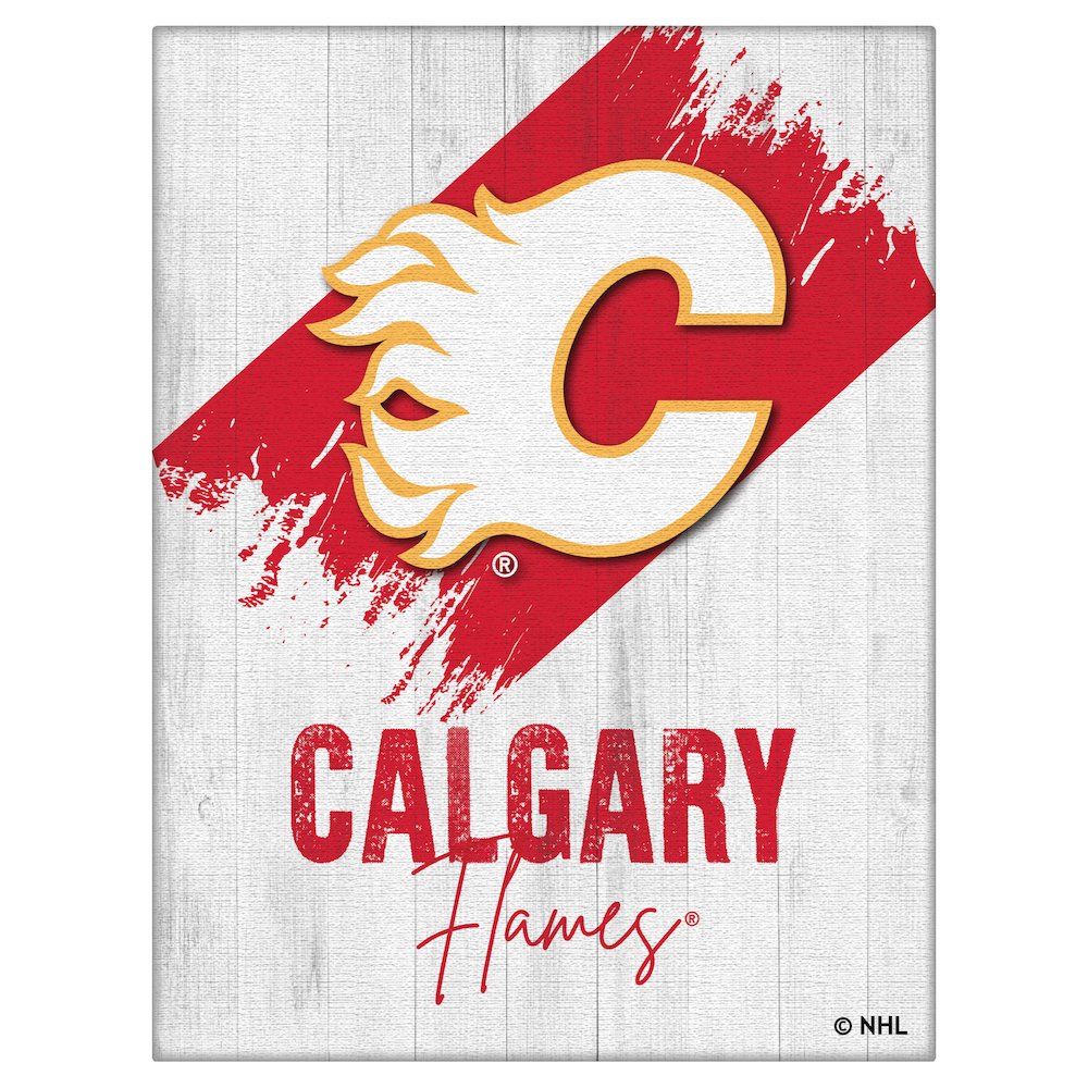 Calgary Flames 15" x 20" Canvas Wall Art. Picture 1