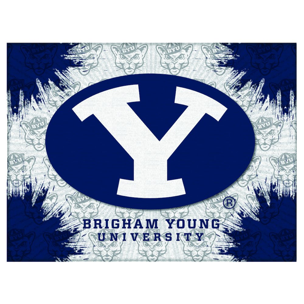 Brigham Young 15" x 20" Officially Licensed Logo Canvas. Picture 1