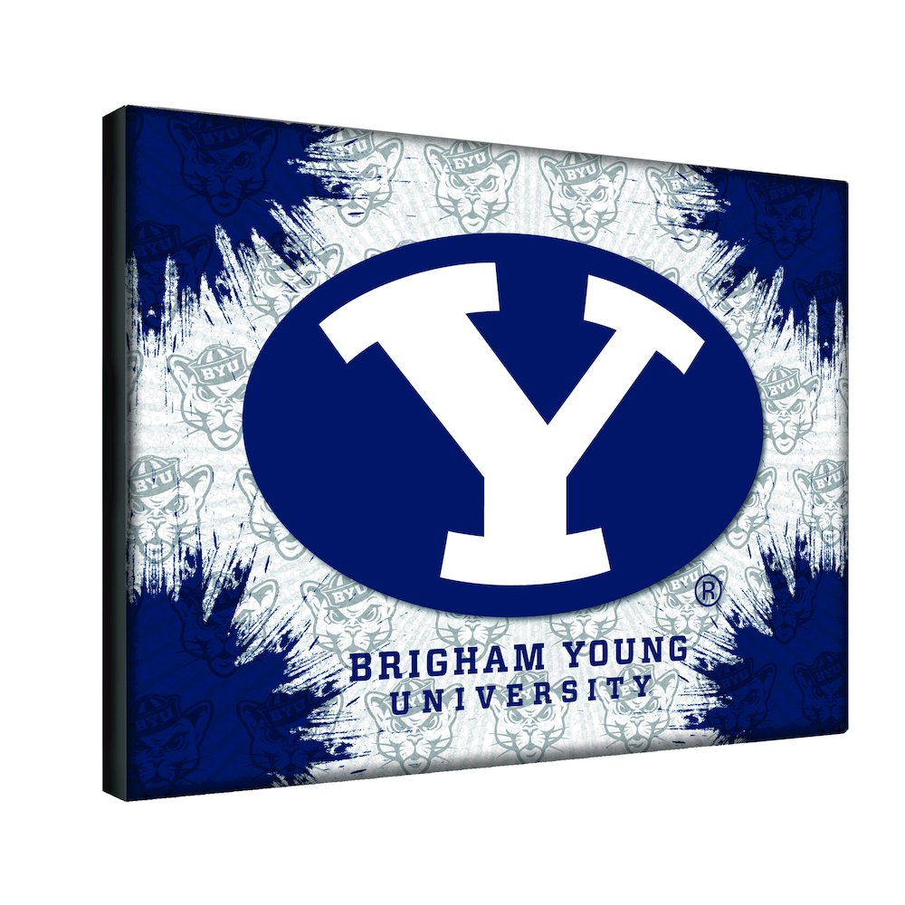 Brigham Young 15" x 20" Officially Licensed Logo Canvas. Picture 2