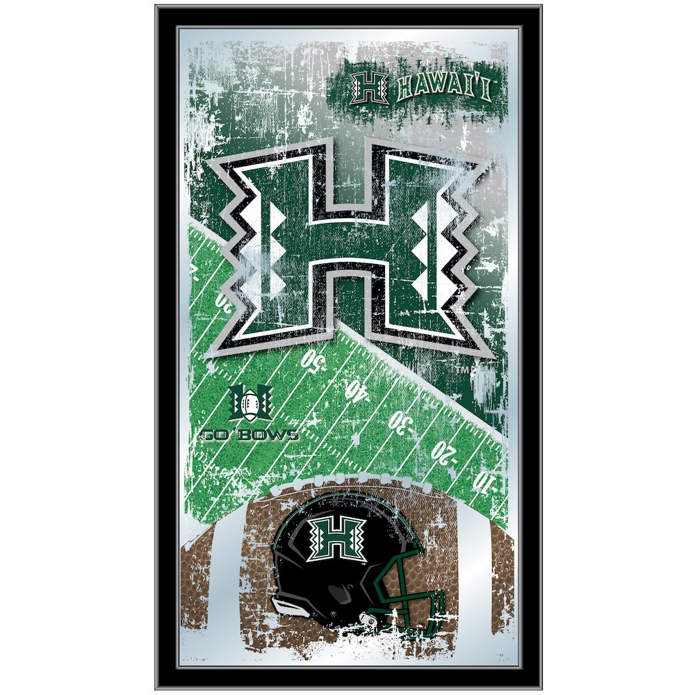 University of Hawaii 15" x 26" Football Mirror. Picture 1