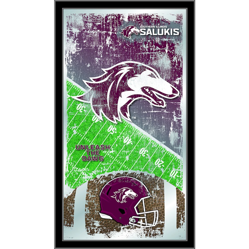Southern Illinois University 15" x 26" Football Mirror. Picture 1