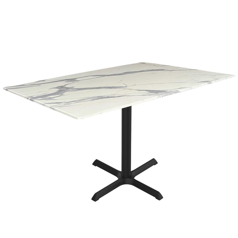 30" Tall OD211 Indoor/Outdoor All-Season Table with 32" x 48" White Marble Top. Picture 1