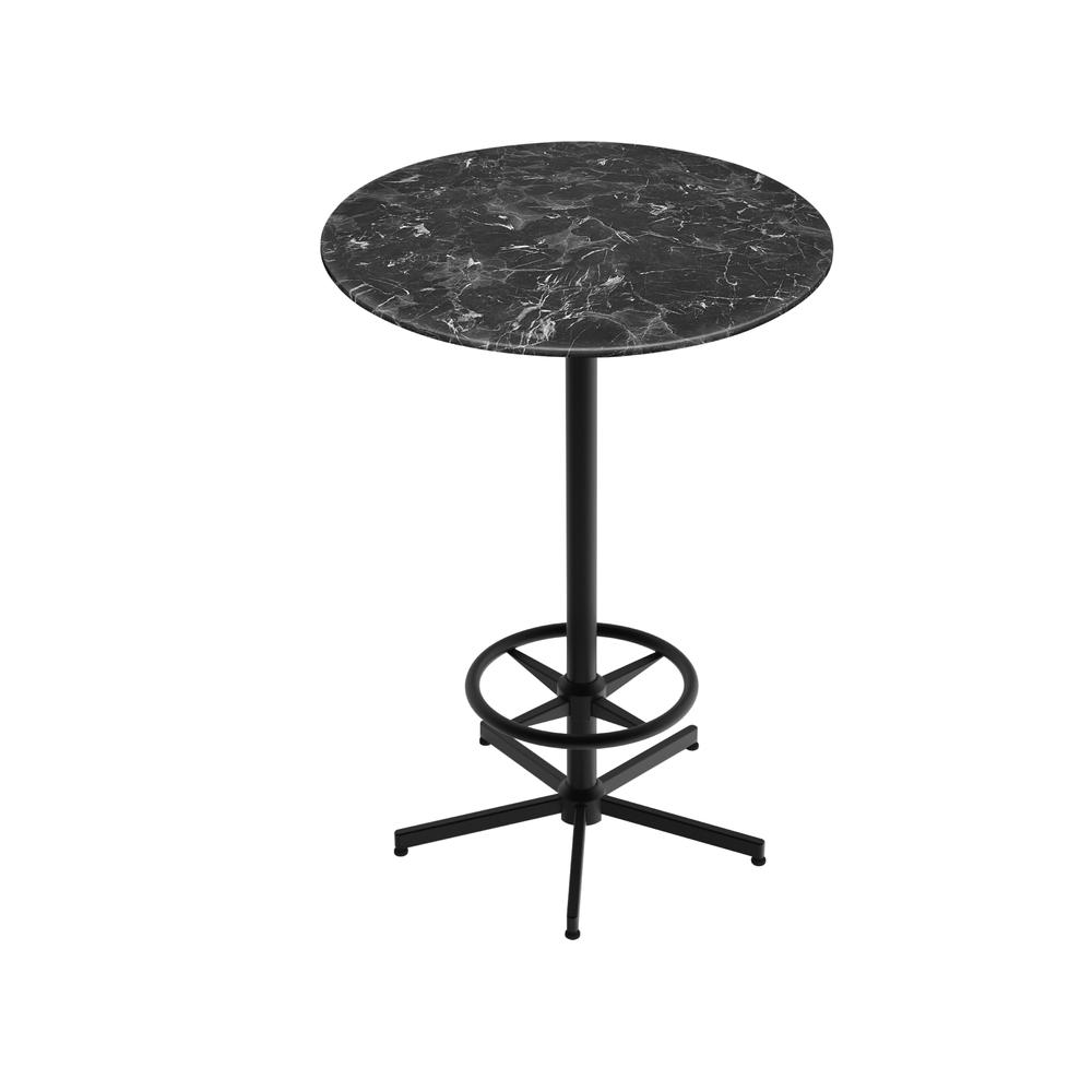 42" Tall OD216 Indoor/Outdoor All-Season Table with 32" Diameter Black Marble Top. Picture 1