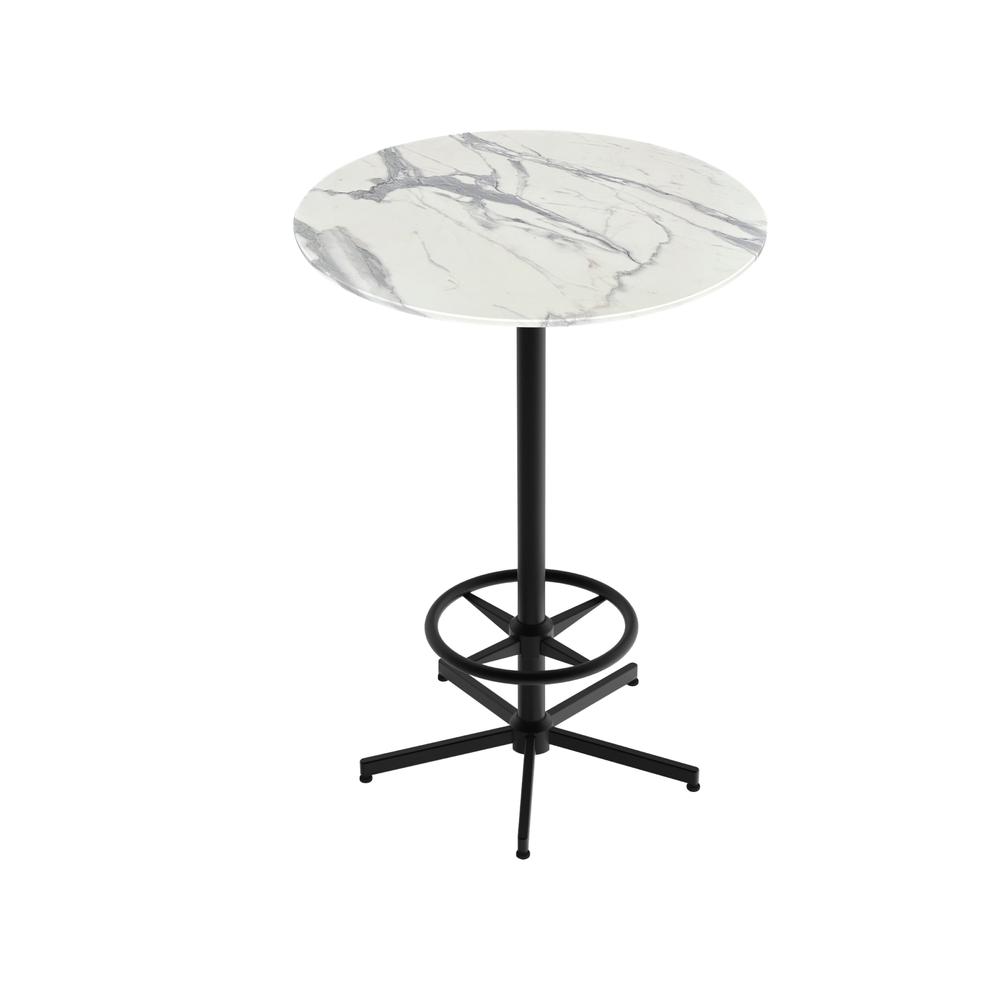 42" Tall OD216 Indoor/Outdoor All-Season Table with 32" Diameter White Marble Top. Picture 1