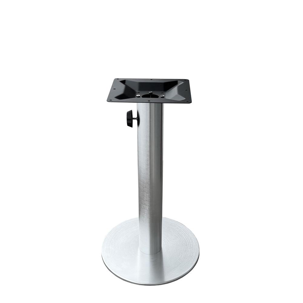 Brushed Aluminum Table Base with Umbrella Hole. Picture 1
