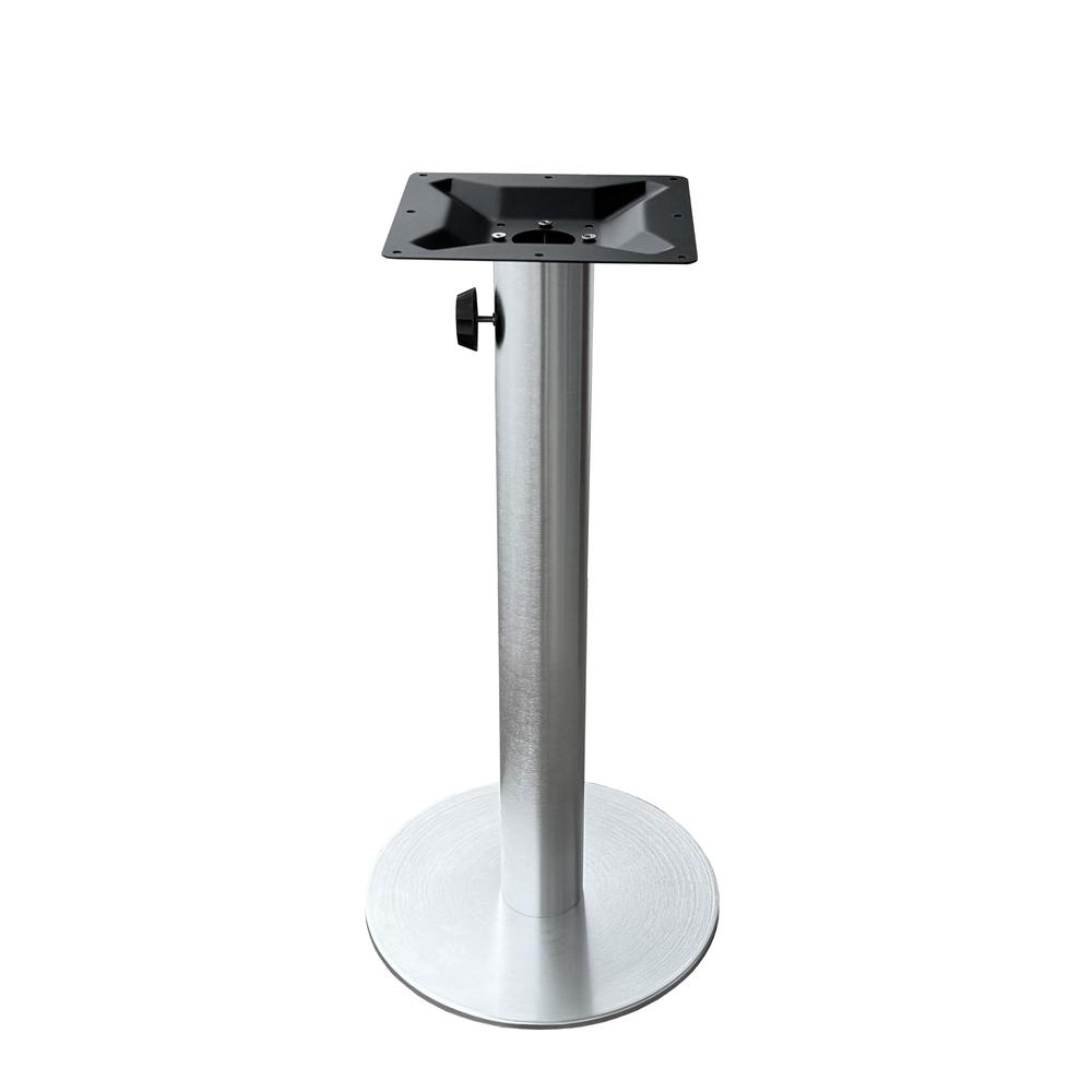 Brushed Aluminum Table Base with Umbrella Hole. Picture 1