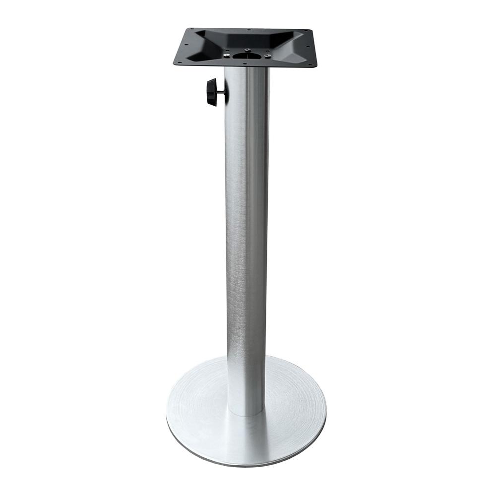 Brushed Aluminum Table Base with Umbrella Hole. Picture 1