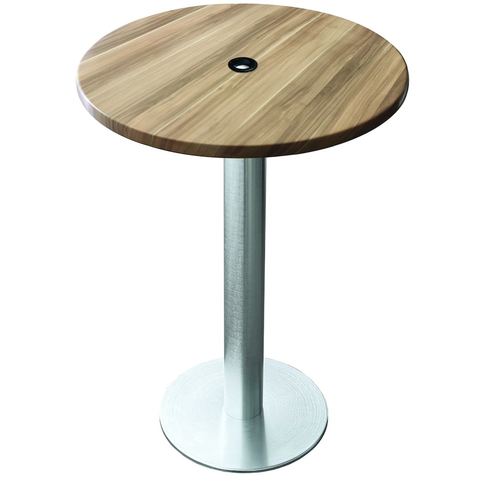 All-Season Table with 30" Diameter Natural Top with Umbrella Hole. Picture 1