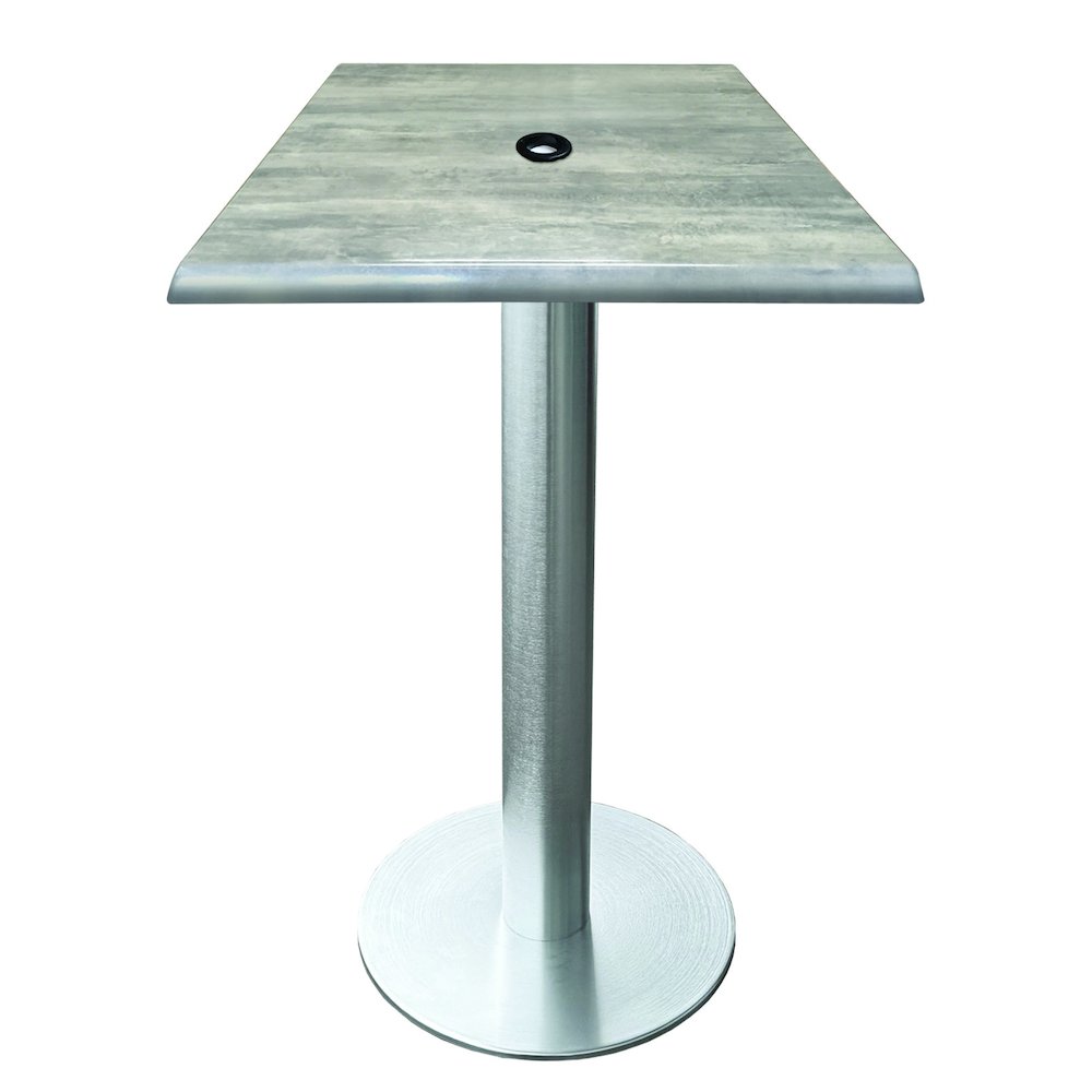 All-Season Table with 36" x 36" Square Greystone Top with Umbrella Hole. Picture 1