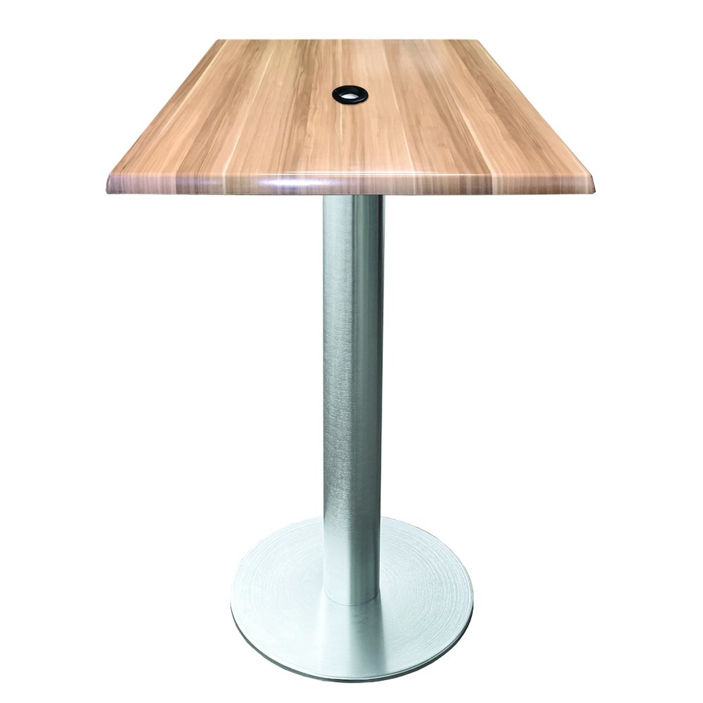 All-Season Table with 30" x 30" Square Natural Top with Umbrella Hole. Picture 1