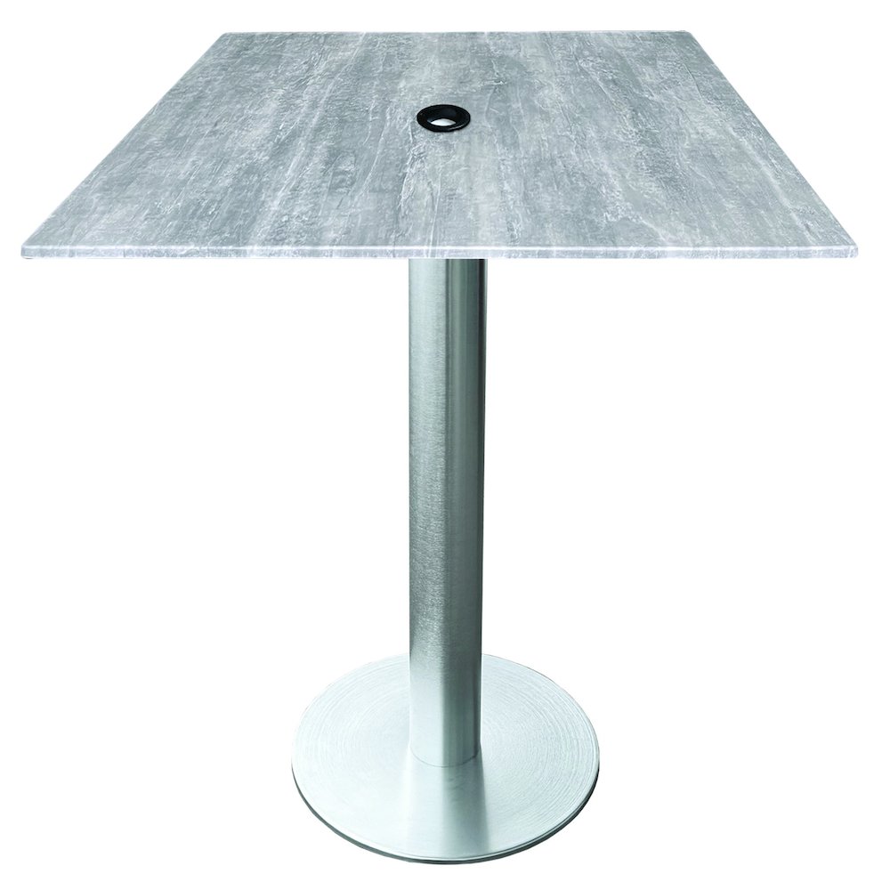 All-Season Table with 36" x 36" Square Greystone Top with Umbrella Hole. Picture 1