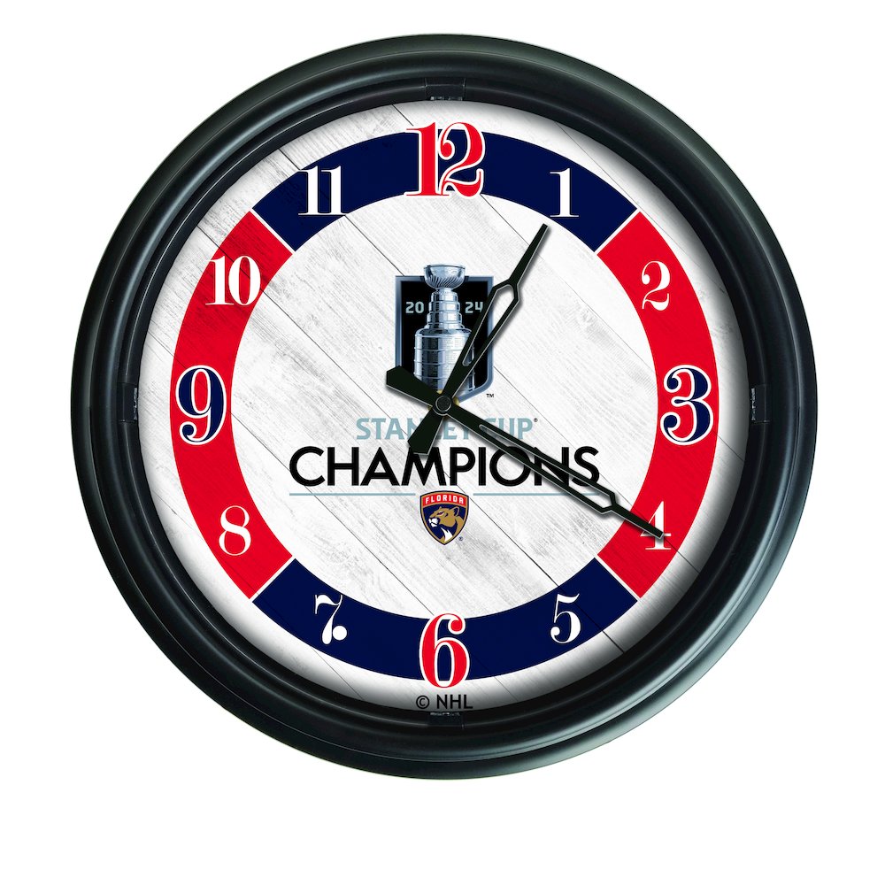 Florida Panthers - 2024 Stanley Cup  Indoor/Outdoor LED Wall Clock. Picture 1
