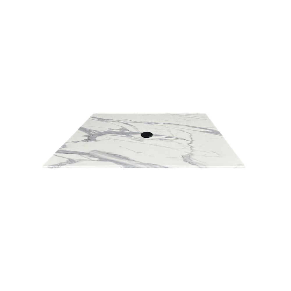 32" x 32" White Marble, Indoor/Outdoor All-Season EuroSlim Table Top with Umbrella Hole. Picture 1