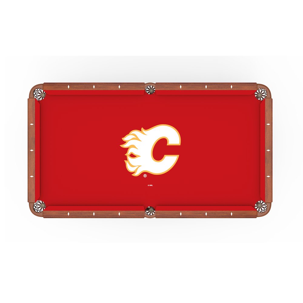 Calgary Flames 8' Pool Table with a Chardonnay Finish. Picture 2