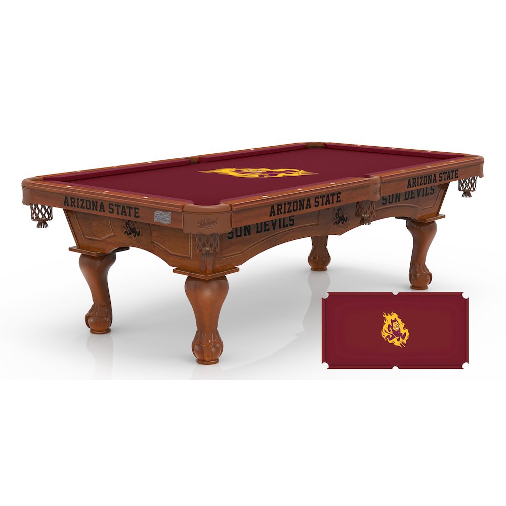 Arizona State University (Sparky) 8' Pool Table with a Chardonnay Finish. Picture 1