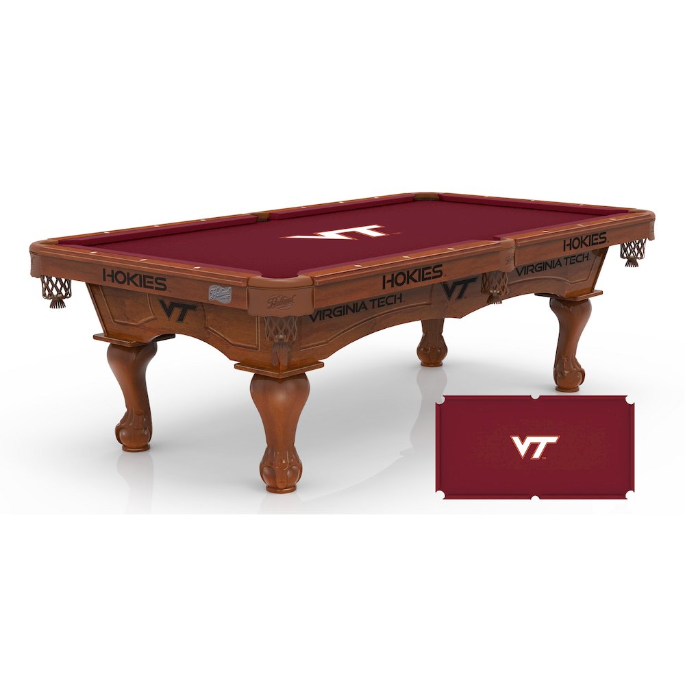 Virginia Tech University 8' Pool Table with a Chardonnay Finish. Picture 1