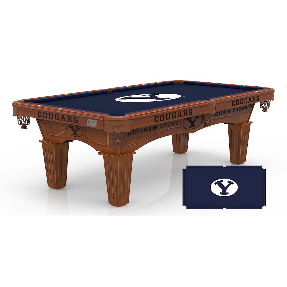 Brigham Young University 8' Pool Table with a Chardonnay Finish. Picture 1