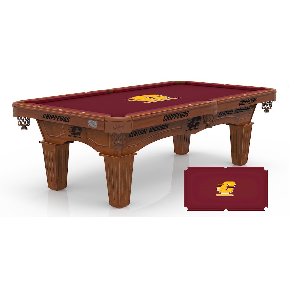 Central Michigan University 8' Pool Table with a Chardonnay Finish. Picture 1
