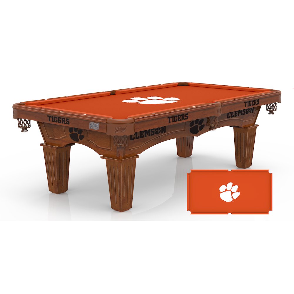 Clemson University 8' Pool Table with a Chardonnay Finish. Picture 1