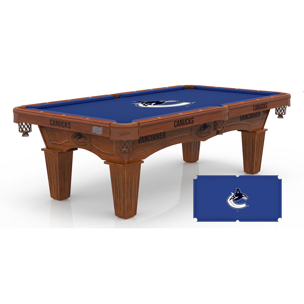Vancouver Canucks 8' Pool Table with a Chardonnay Finish. Picture 1