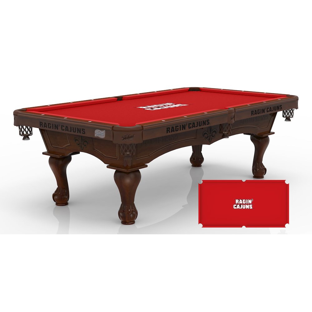 University of Louisiana at Lafayette 8' Pool Table with a Navajo Finish. Picture 1
