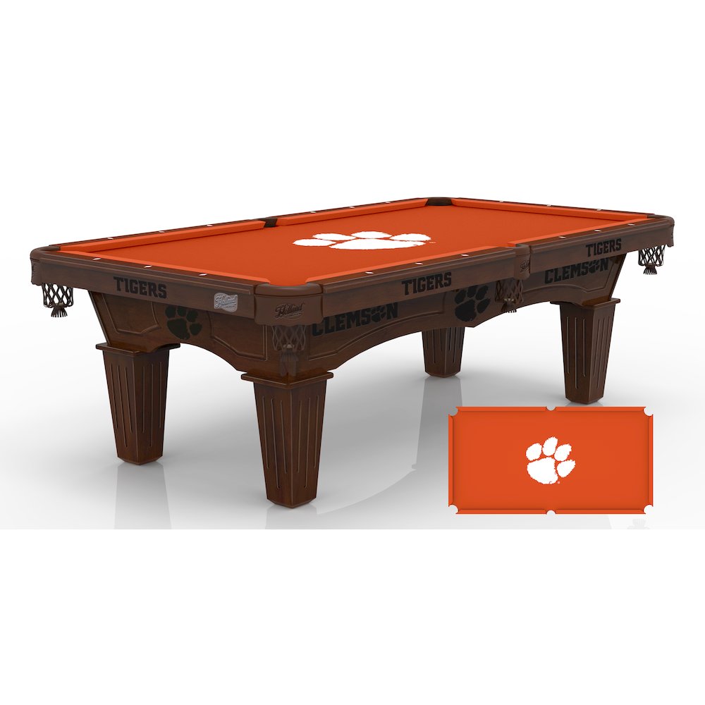 Clemson University 8' Pool Table with a Navajo Finish. Picture 1