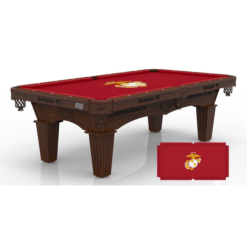 Marine Corps (Red/Yellow) 8' Pool Table with a Navajo Finish. Picture 1