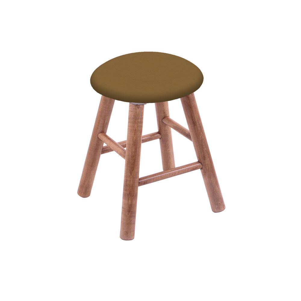 Maple Round Cushion 18" Swivel Vanity Stool with Smooth Legs, Medium Finish, and Canter Saddle Seat. Picture 1