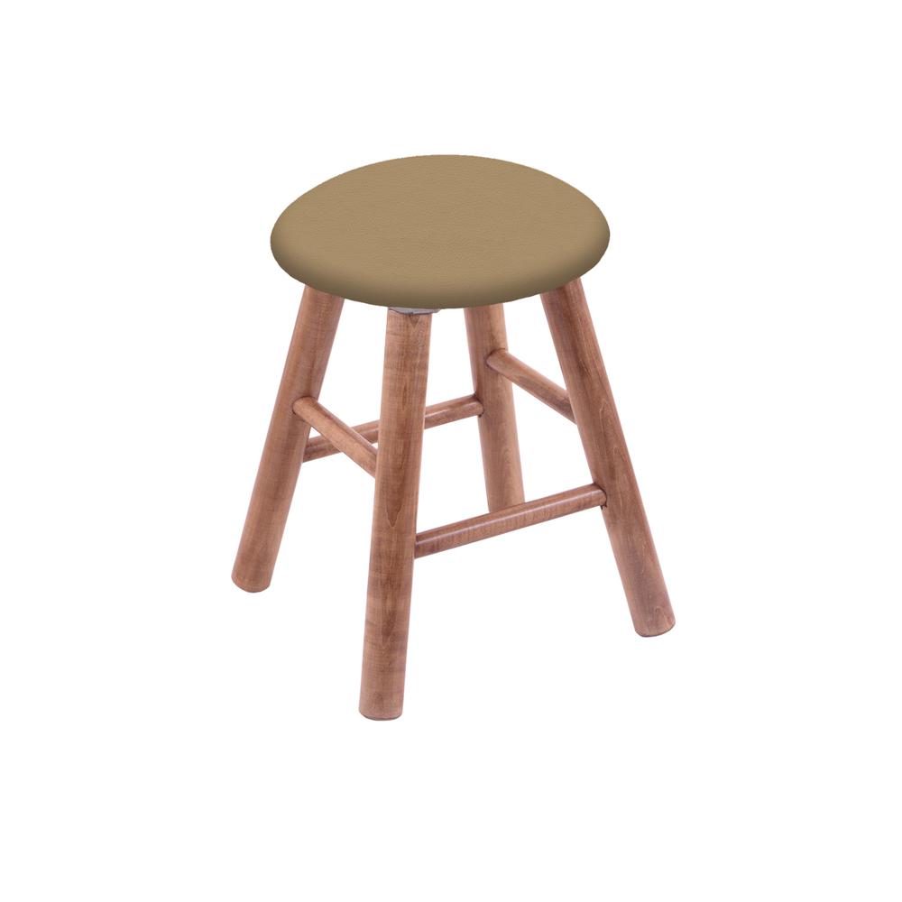 Maple Round Cushion 18" Swivel Vanity Stool with Smooth Legs, Medium Finish, and Canter Sand Seat. Picture 1