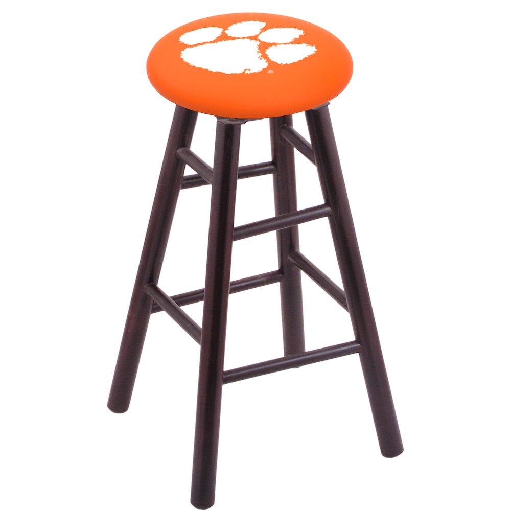 Maple Counter Stool in Dark Cherry Finish with Clemson Seat. Picture 1